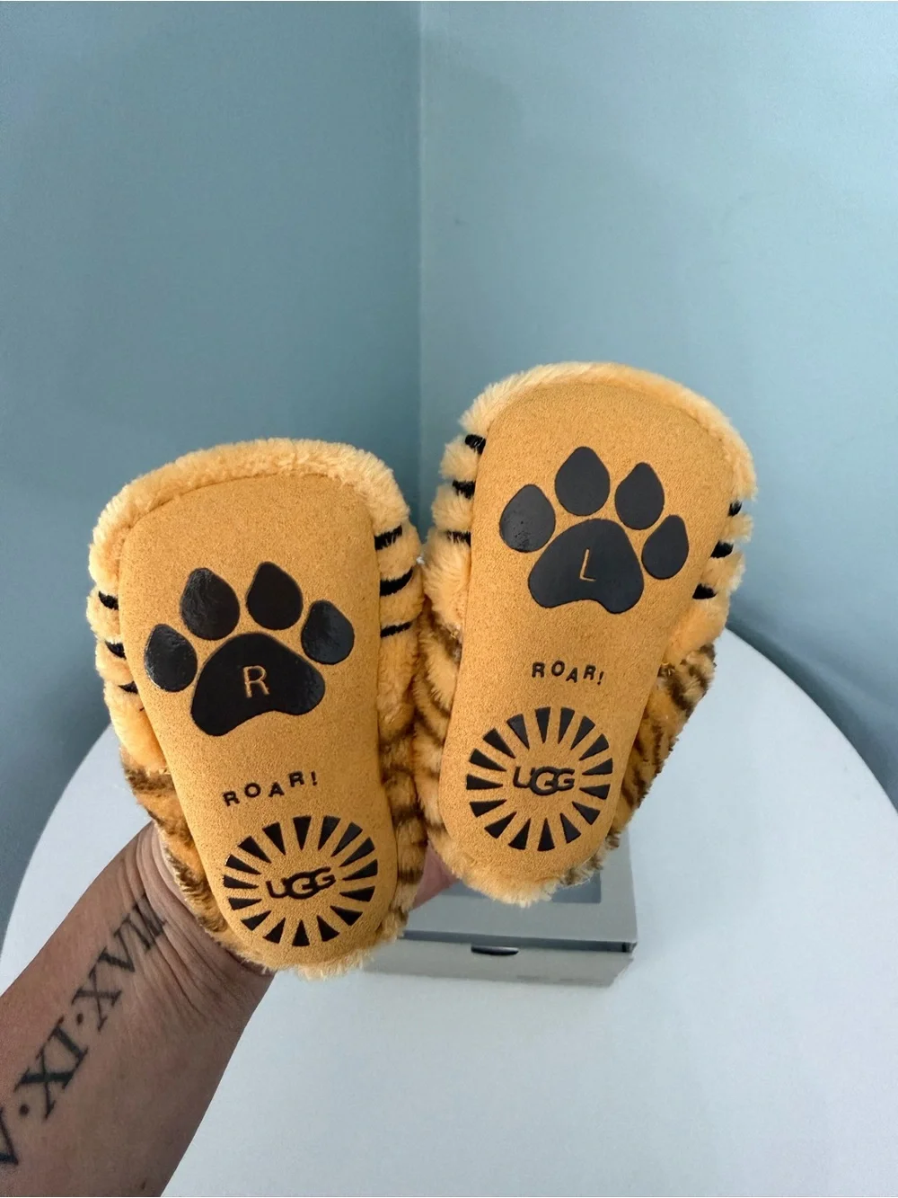 UGG Kids Plush Tiger Booties in Orange and Brown